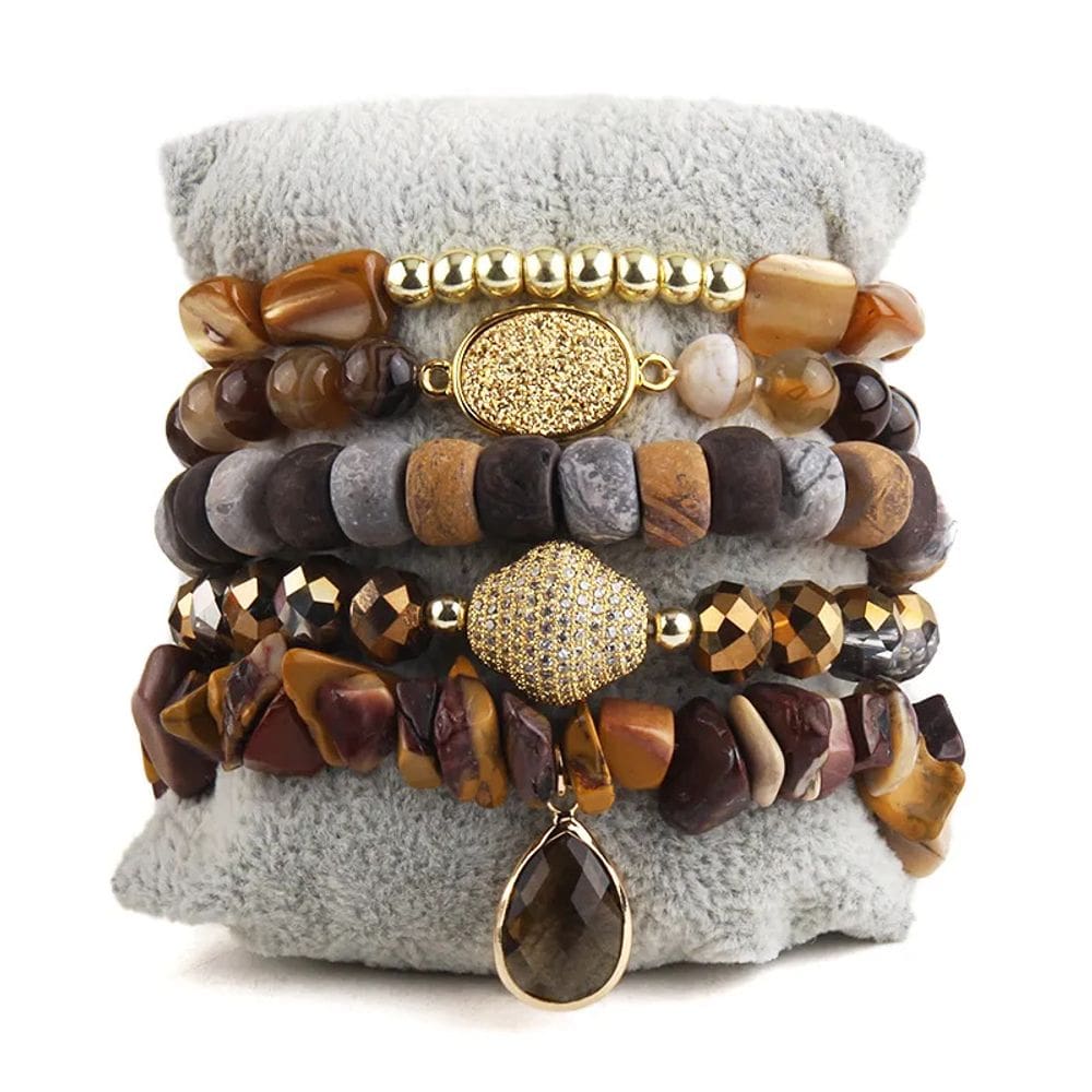 Conjunto de pulseiras Bohemian Stacked para mulheres, 6 peças feitas à mão com miçangas