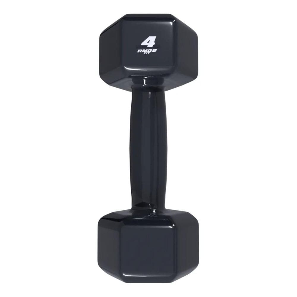 Halter 4Kg Emborrachado Sextavado Preto: Treino Seguro & Fir