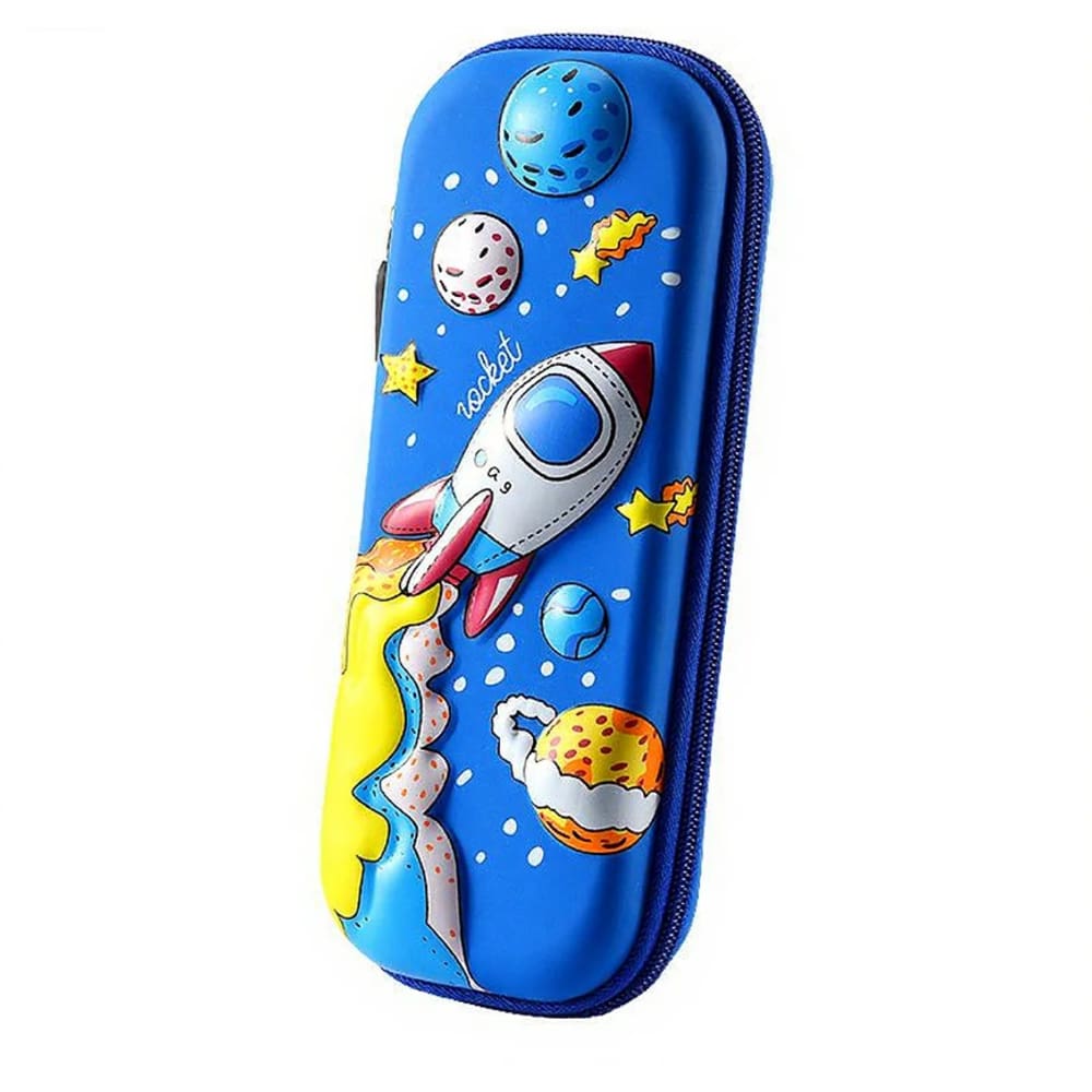 Estojo de lápis 3D Rocket Space EVA para crianças, meninos e meninas, escola
