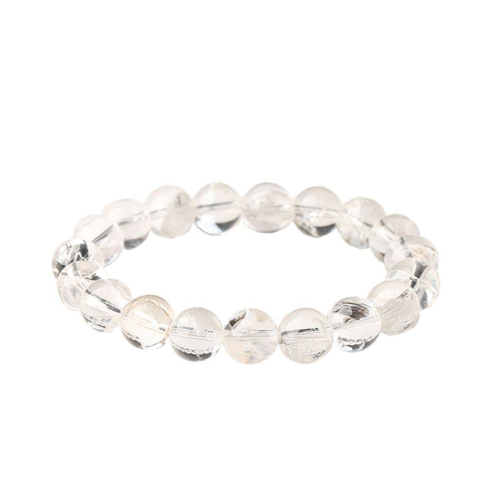 Pulseira de quartzo natural transparente de 12 mm, contas redondas