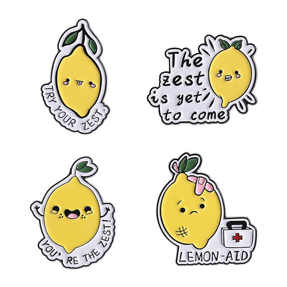 Conjunto de alfinetes de broche Cute Lemon Cartoon Fruit Enamel Alloy