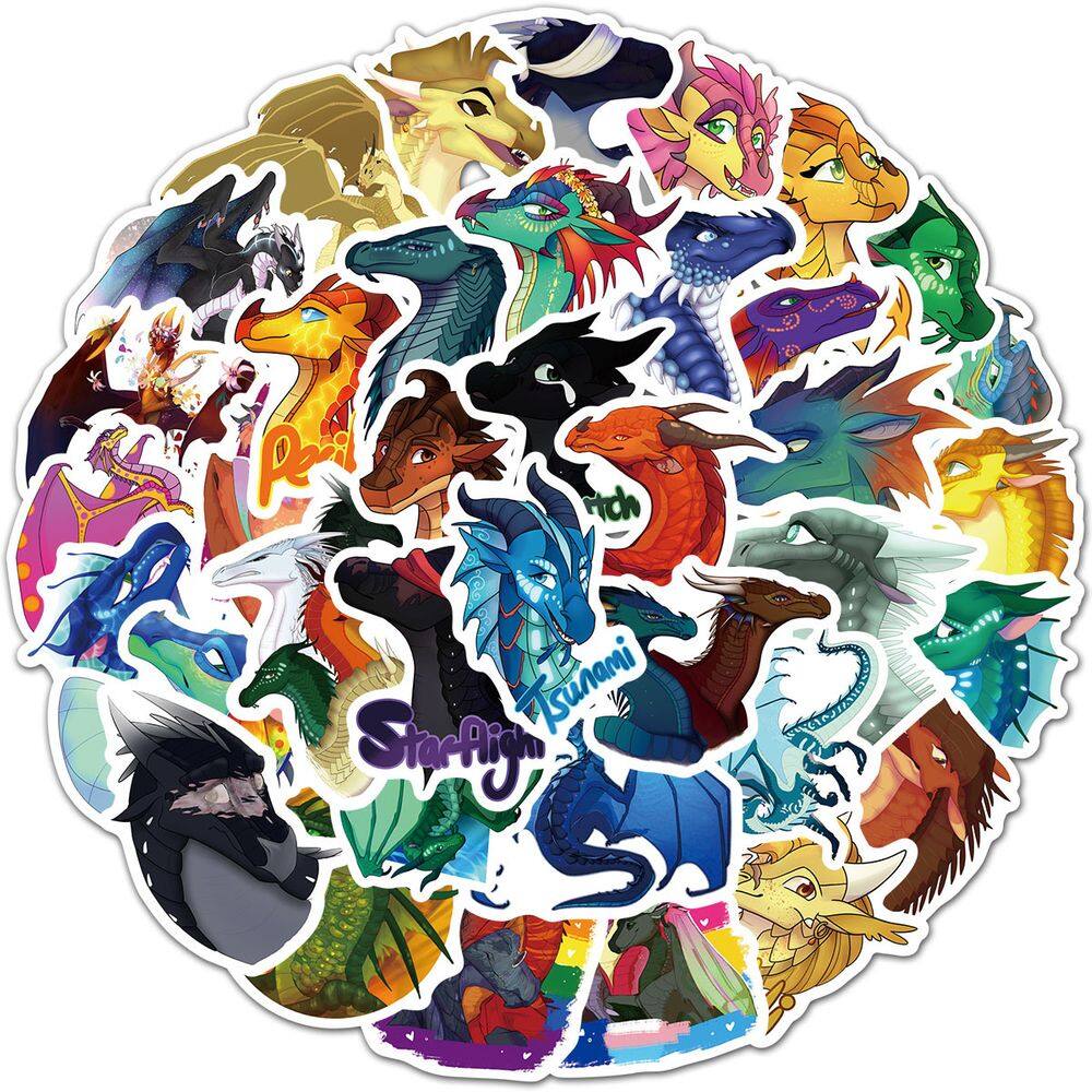 Pacote de adesivos Cartoon Dragon, 60 unidades para adolescentes e crianças