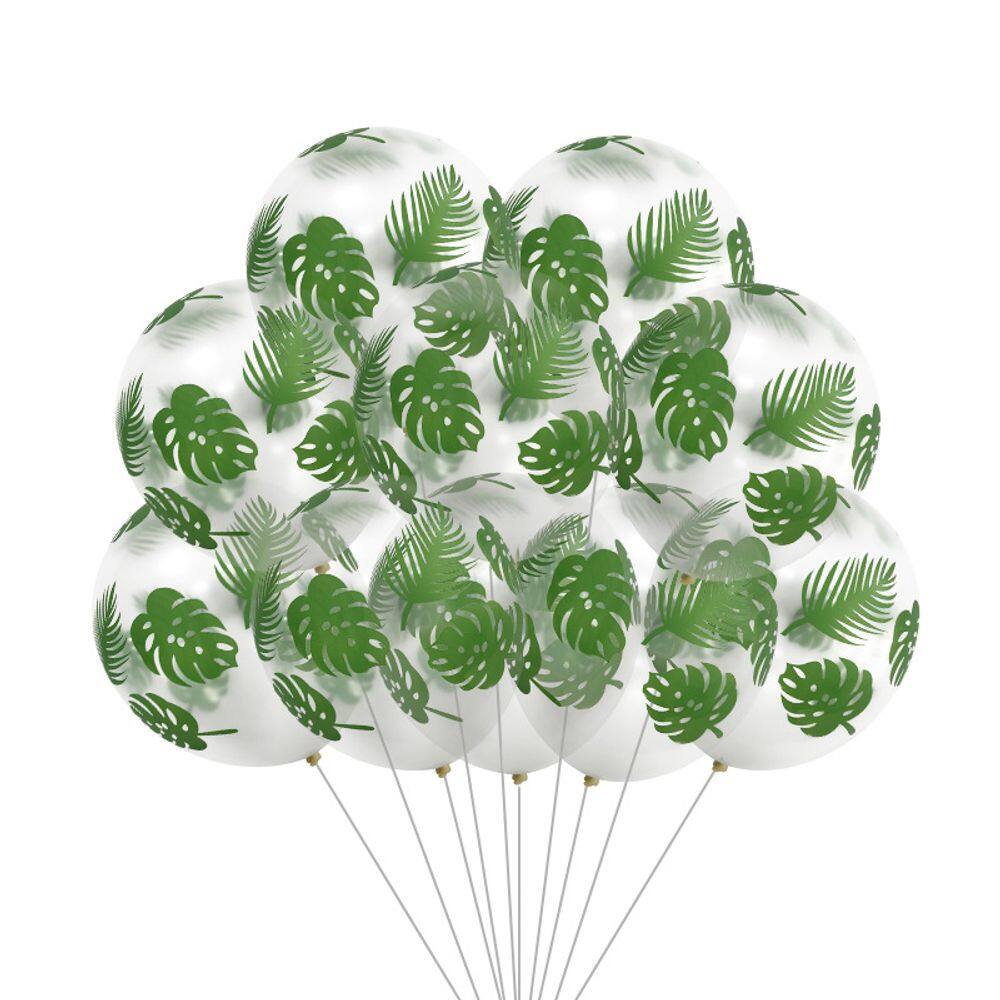 Balões Tropical Leaf, 30 cm, látex transparente, 12 unidades