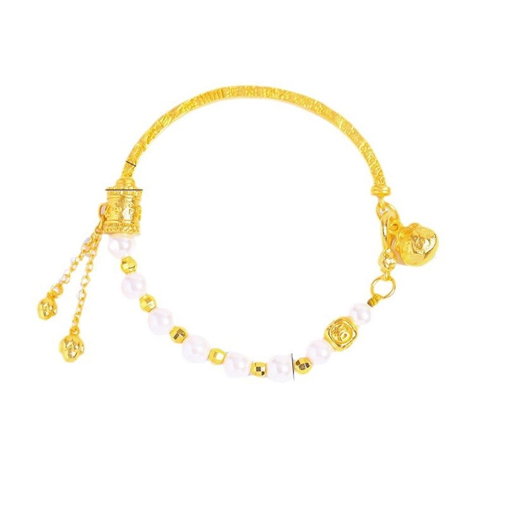 Pulseira de pérola banhada a ouro para mulheres, estilo tibetano Prayer W