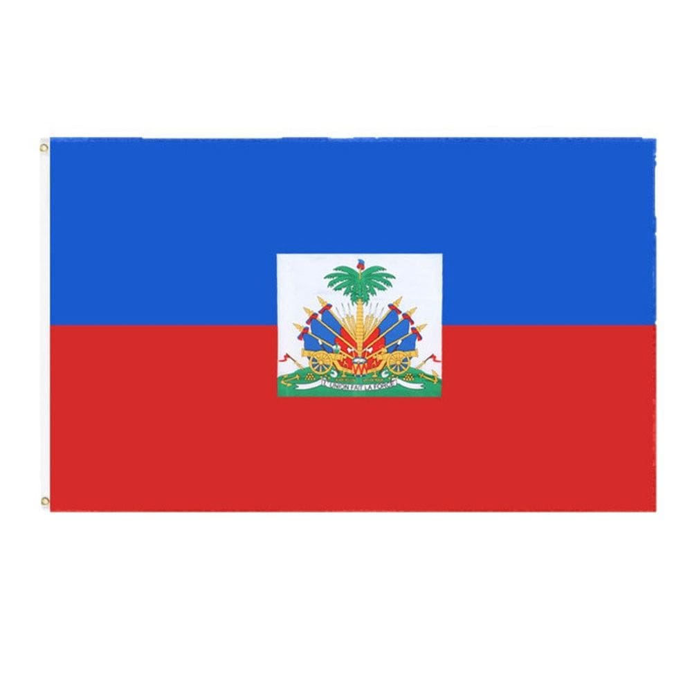 Bandeira de poliéster do Haiti 150x90cm com brasão nacional