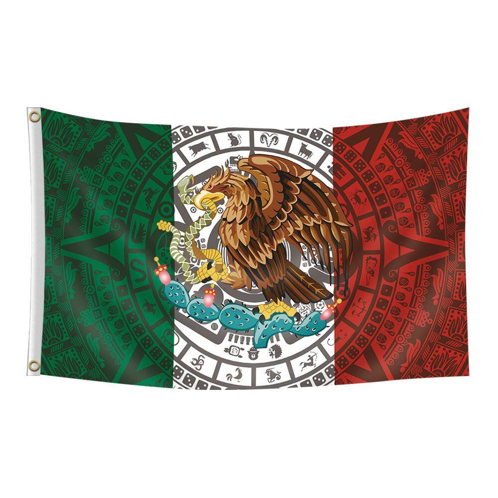 Bandeira mexicana com águia e serpente 90x150cm Poliéster
