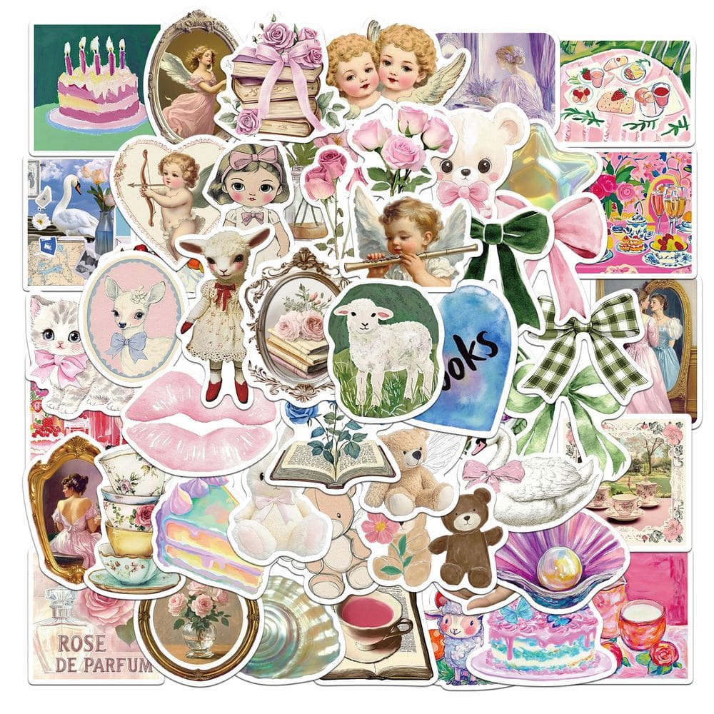 Adesivos Y2K Cartoon, 50 peças, estéticos fofos, doces e legais