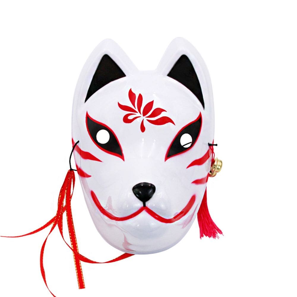 Fox Mask Kitsune PVC estilo japonês vermelho para eventos de cosplay