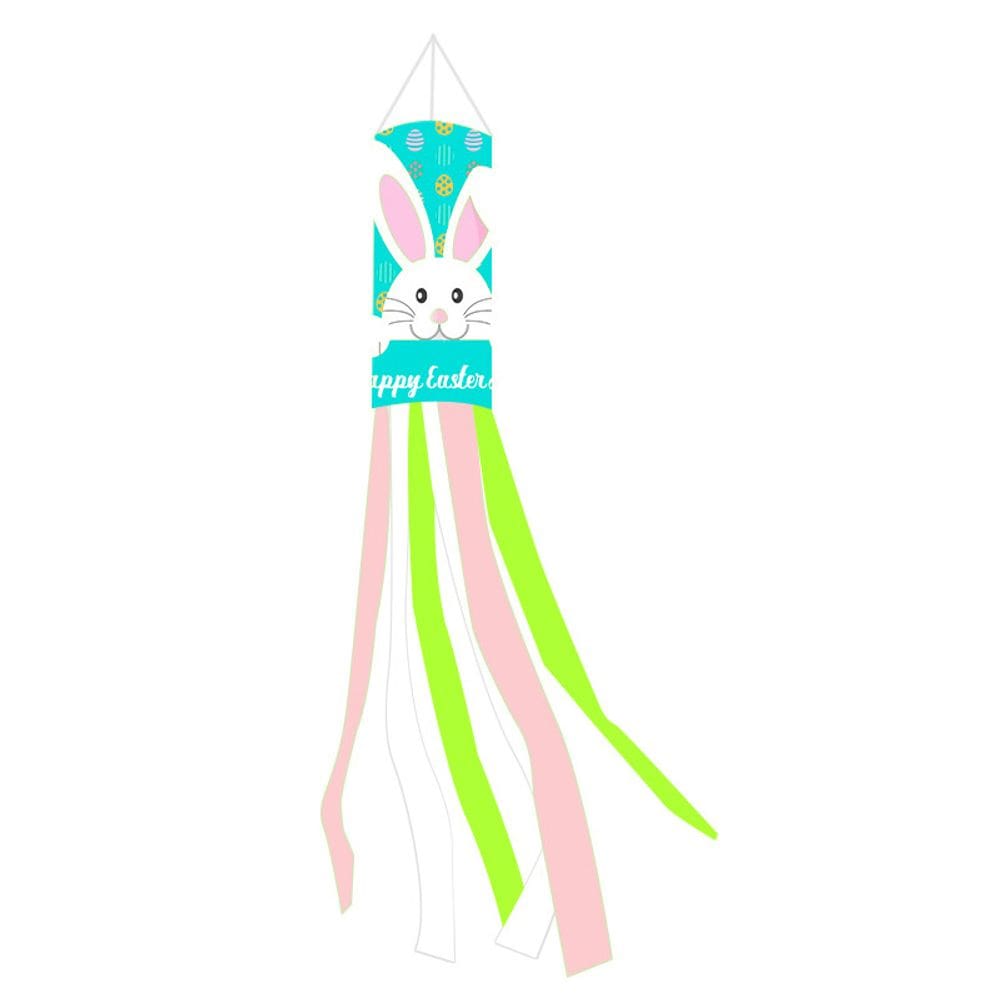 Bandeira de Windsock Coelhinho da Páscoa 100x15cm poliéster