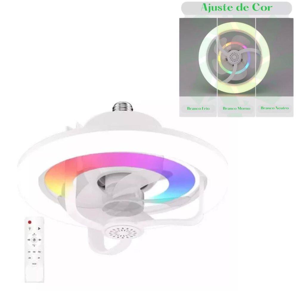Ventilador 360º Lâmpada Led Quente/Frio Rgb Aromaterapia 60W