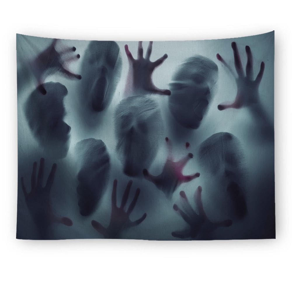 Tapeçaria para pendurar na parede Halloween Creepy Shadow Hands 150x130cm