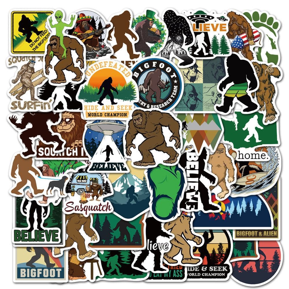 Pacote de adesivos Bigfoot Sasquatch Yeti Cartoon, 50 unidades de vinil