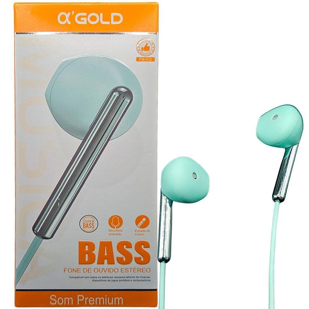 Fone De Ouvido Stereo Com Microfone, A`Gold, Fn-A10 - Verde