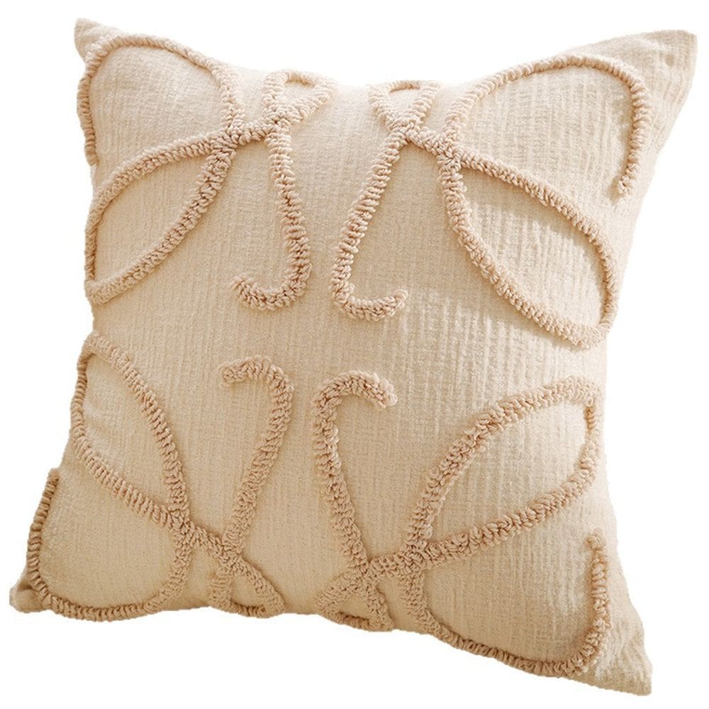 Capa de almofada borboleta bege bordado 45x45cm em tela