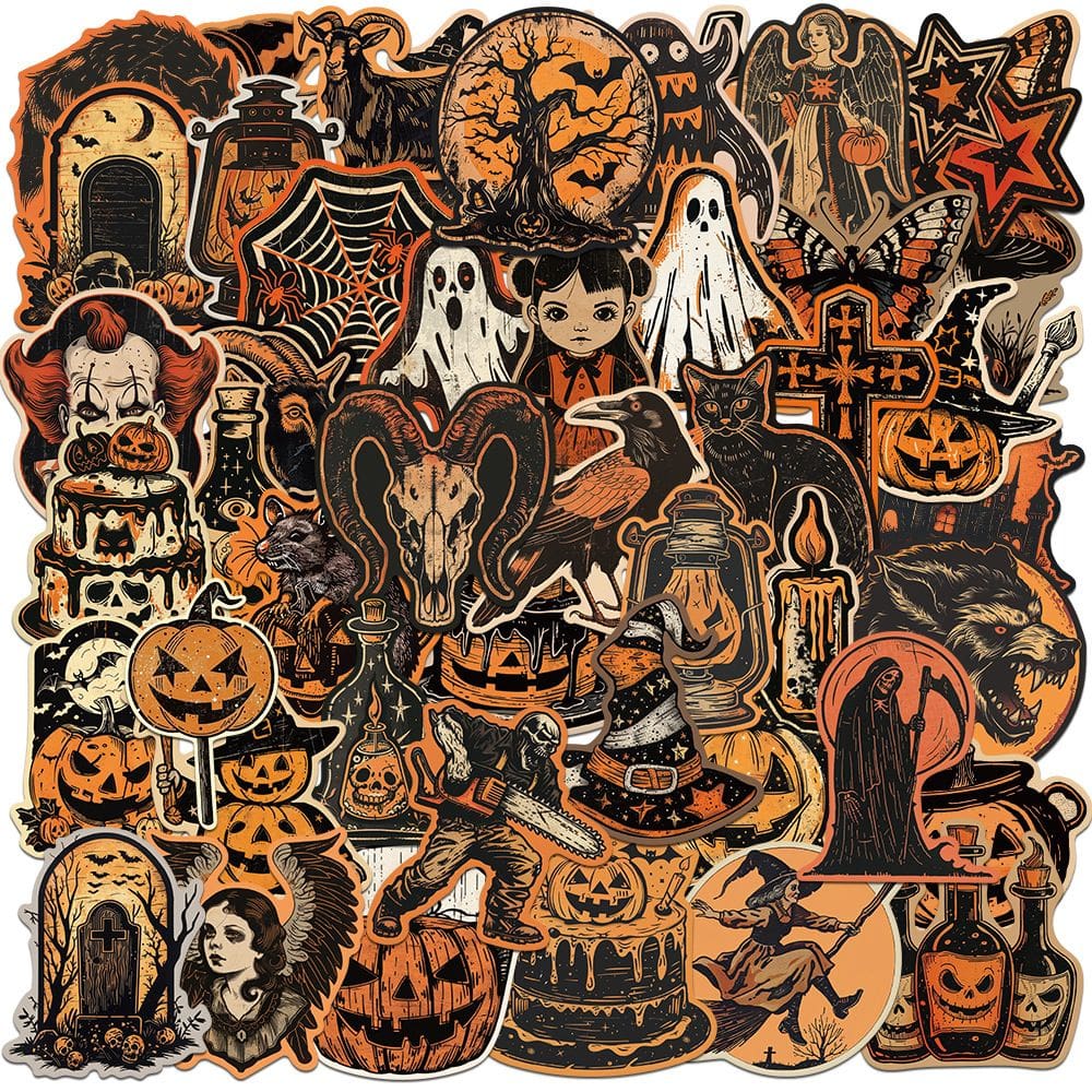 Pacote de adesivos de Halloween, 50 unidades de Funny Ghost, Pumpkin, Witch