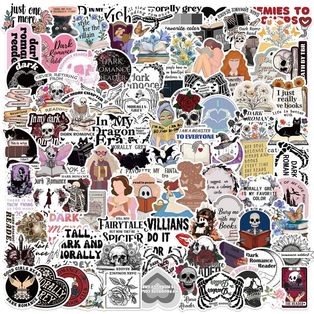 Pacote de adesivos Bookish Aesthetic Reading, 50 unidades de vinil impermeável