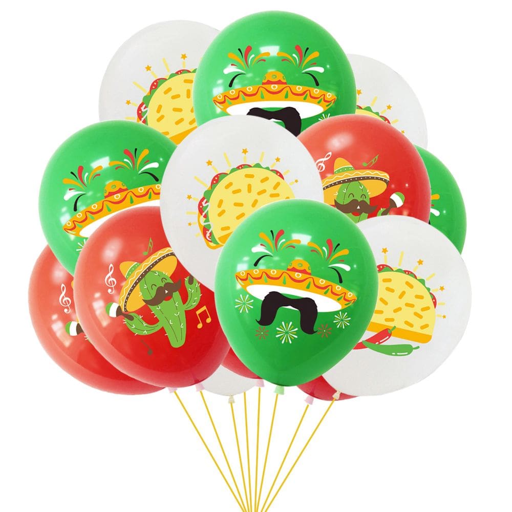 Kit de balões Mexican Fiesta 15 balões de látex vermelho verde branco