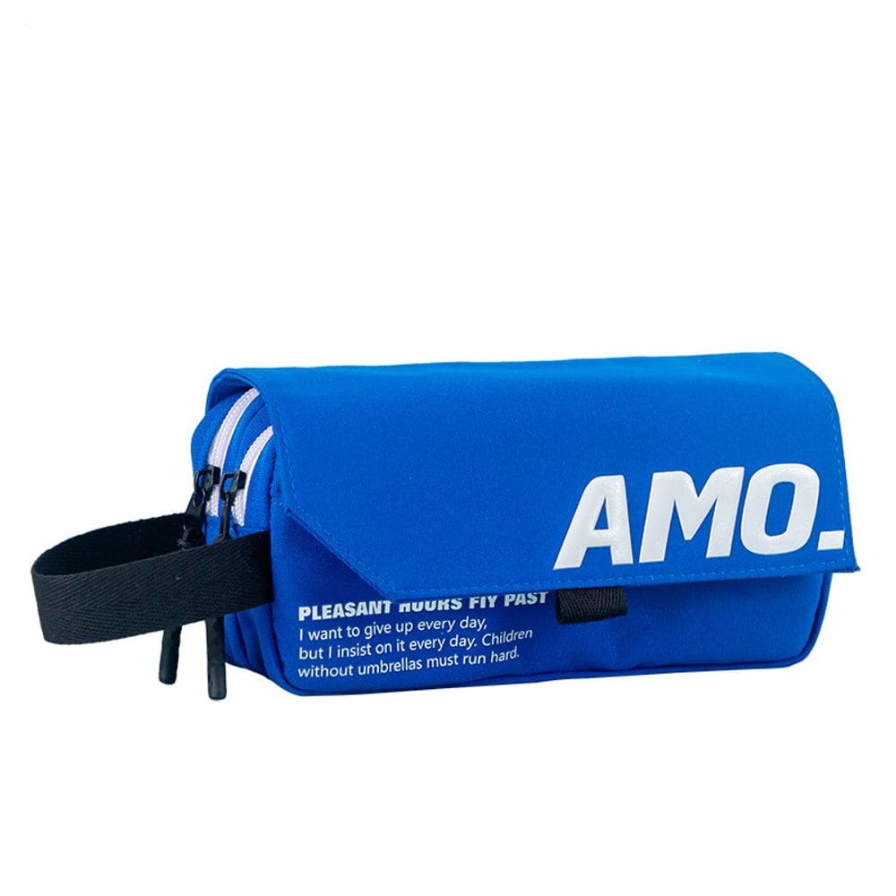 Estojo para lápis Cool Minimalist de grande capacidade em tela azul