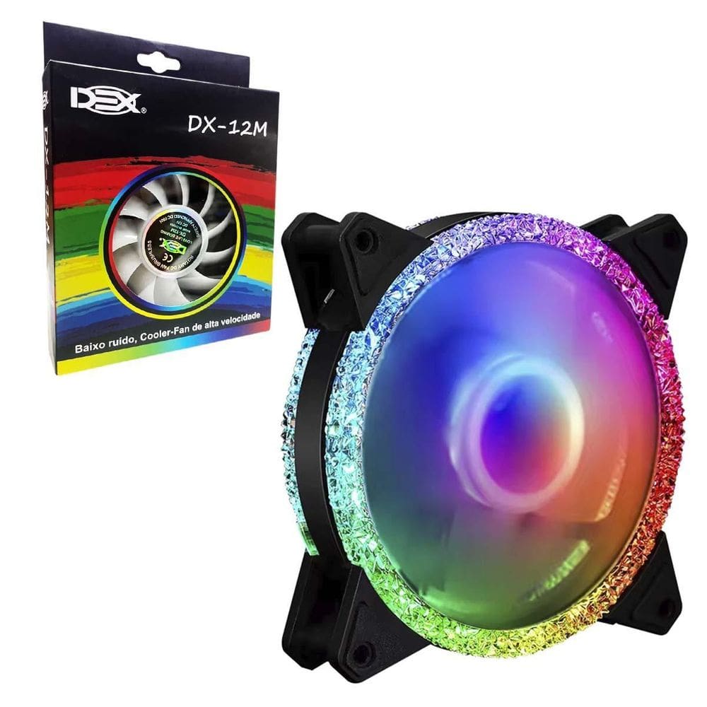 Cooler Fan 120Mm Com Led Rgb Colorido Cristal 12V 1200Rpm