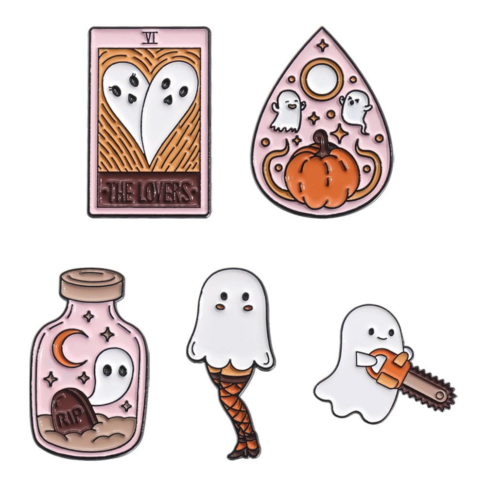 Conjunto de alfinetes de broche Halloween Ghost Cartoon Blouse Pins esmaltados