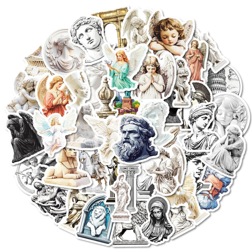Adesivos de arte escultórica, estátua clássica de David e ônibus, 50 unidades