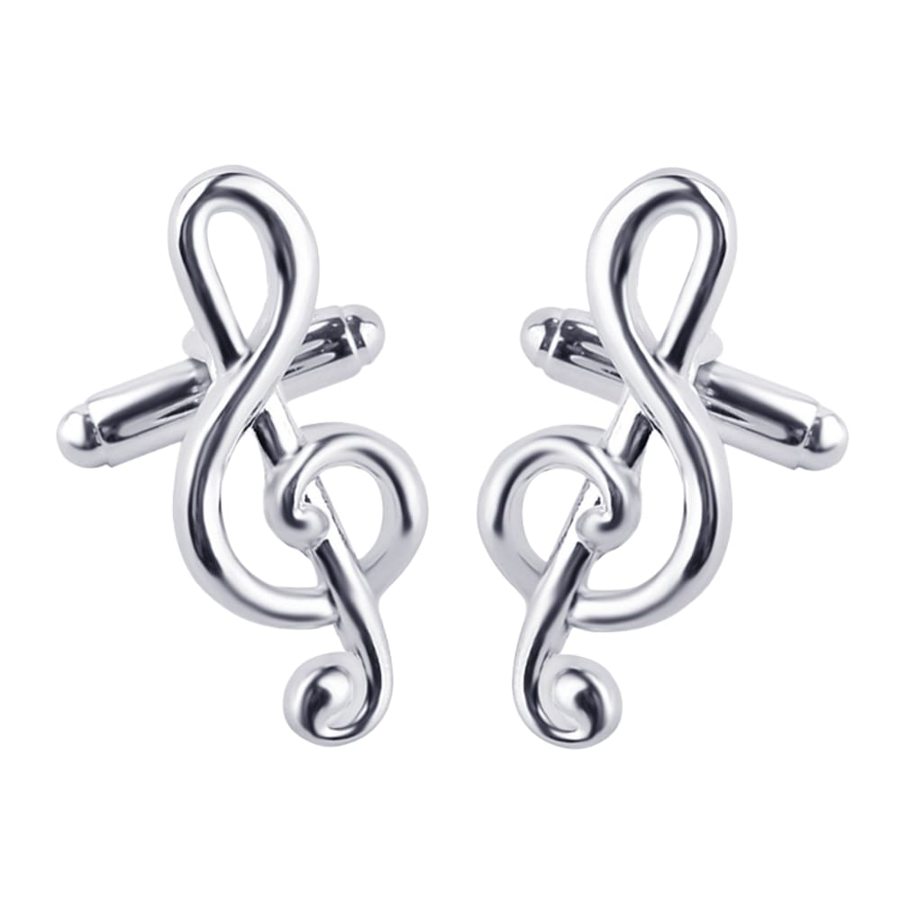 Abotoaduras em liga prateada Musical Note Treble Clef 3 cm