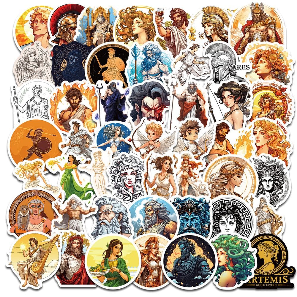 Adesivos de mitologia grega, deuses e lendas antigas, 51 unidades