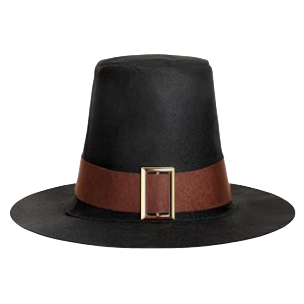 Pilgrim Hat Chapéu de feltro clássico para o Dia de Ação de Graças - preto