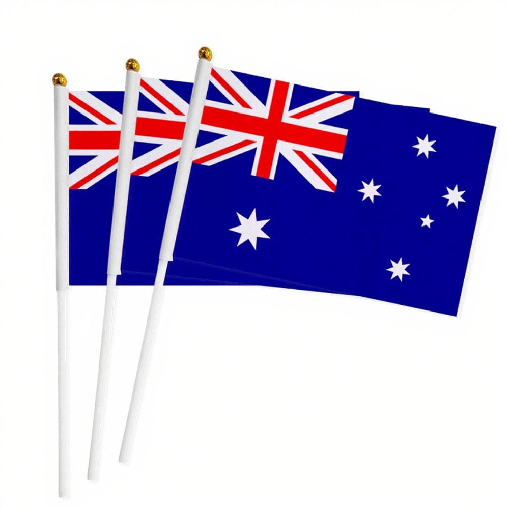 Conjunto de 3 bandeiras australianas portáteis de 14x21cm de poliéster
