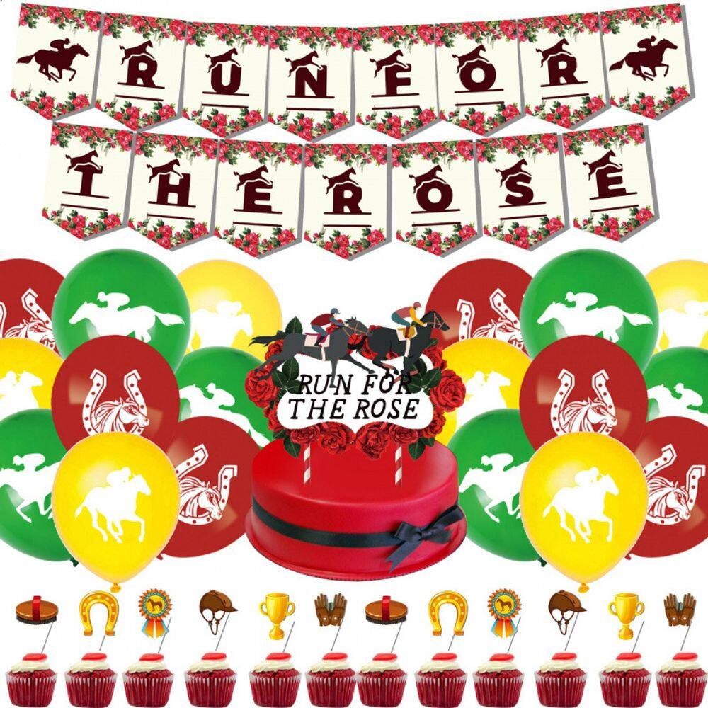 Kit de decoração de festa Horse Racing Run for the Rose, 15 unidades