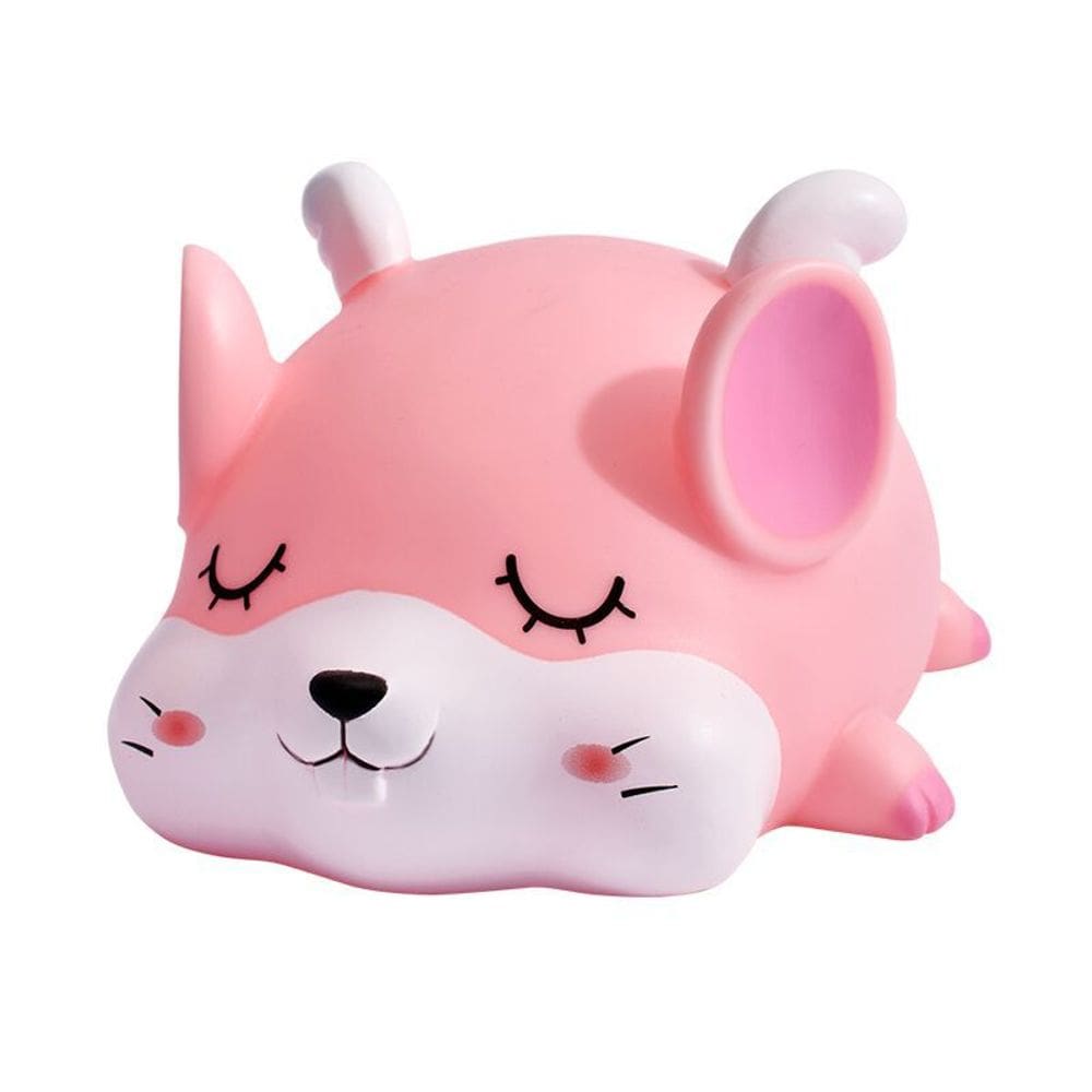Banco de moedas Cute Sleeping Animal Fox PVC rosa 16x15cm
