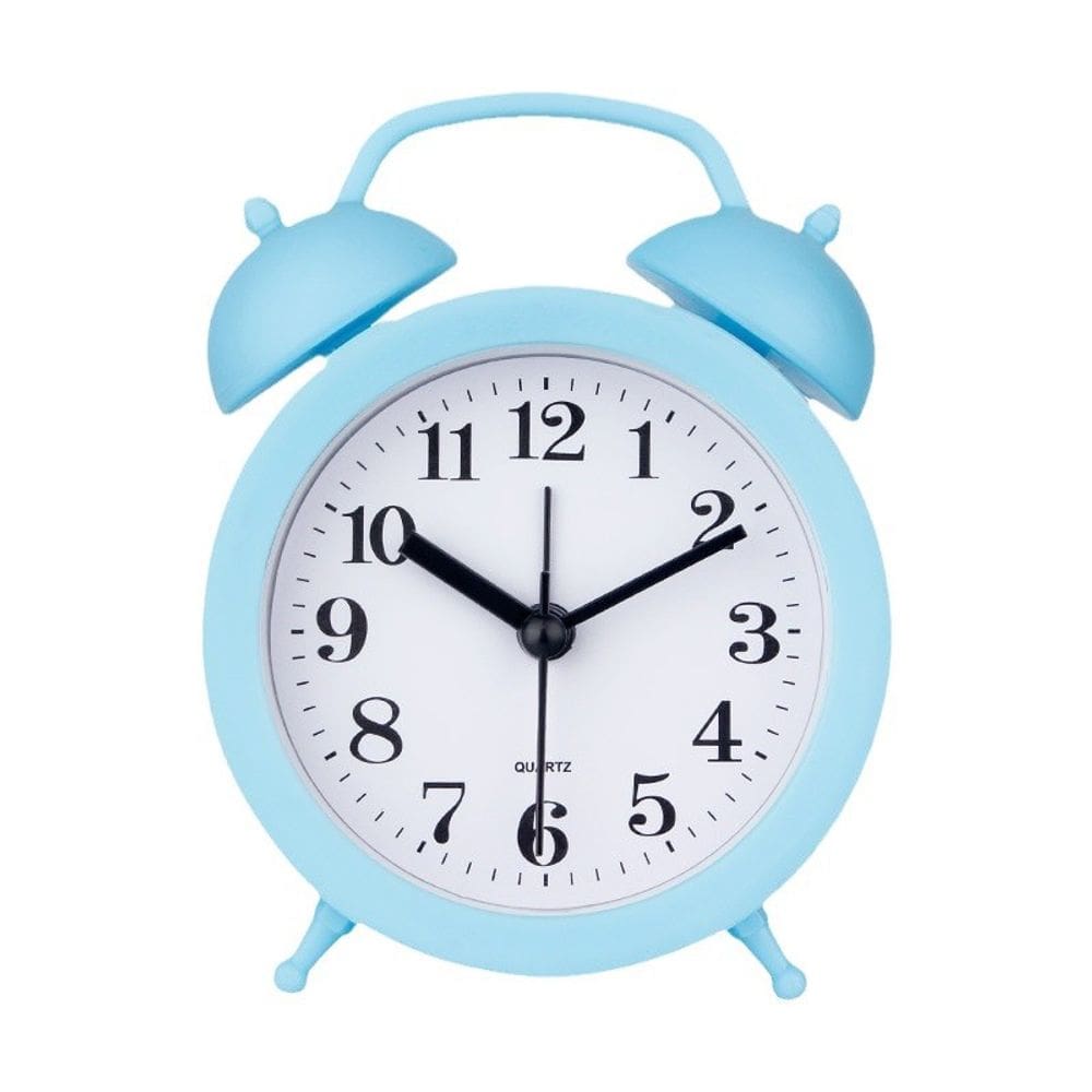 Despertador Twin Bell Blue Plastic para estudantes e crianças