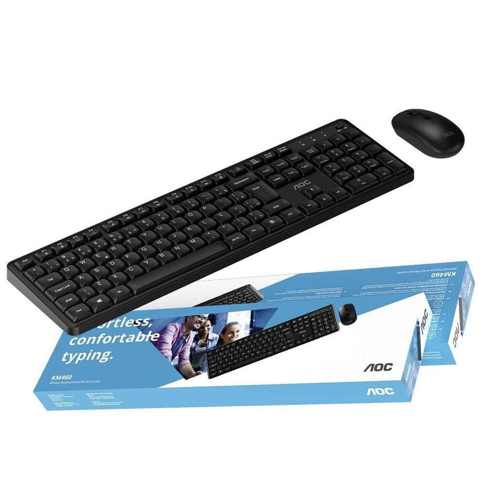 Kit Teclado E Mouse Sem Fio Aoc Abnt Ç Office Lançamento