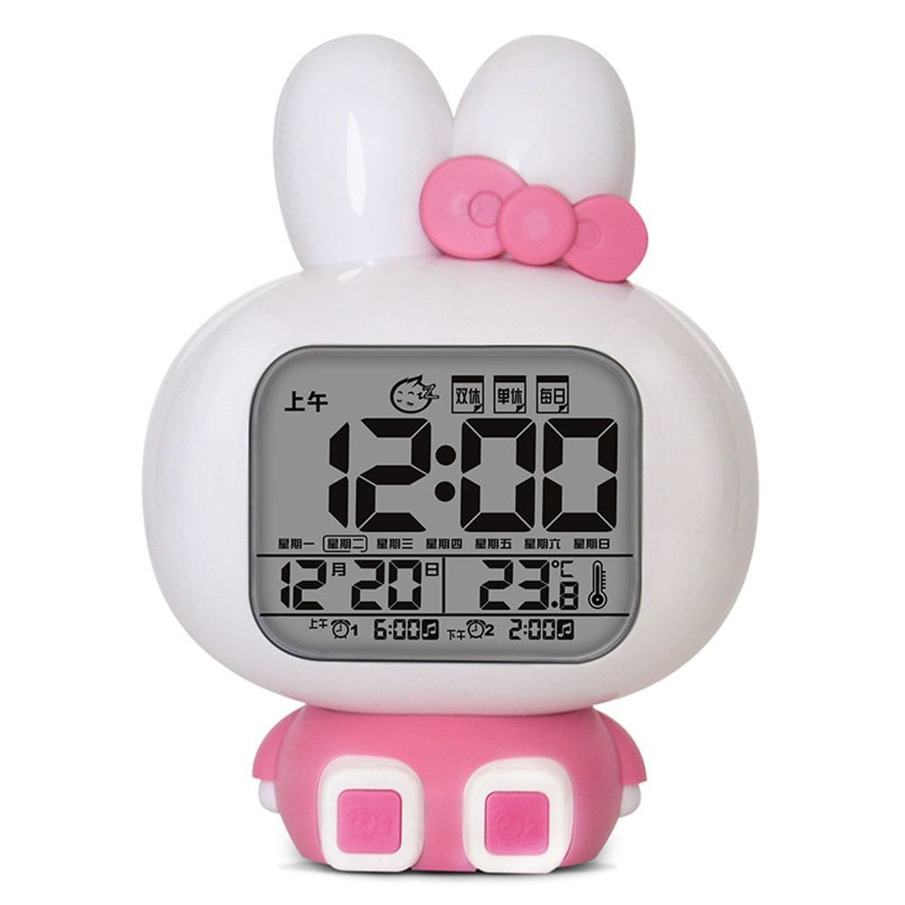 Despertador fofo em forma de coelho com luz noturna recarregável