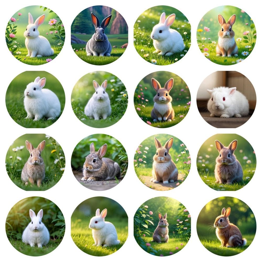 Pacote de adesivos, decalques de vinil impermeáveis, Cute Bunny, 50 unidades