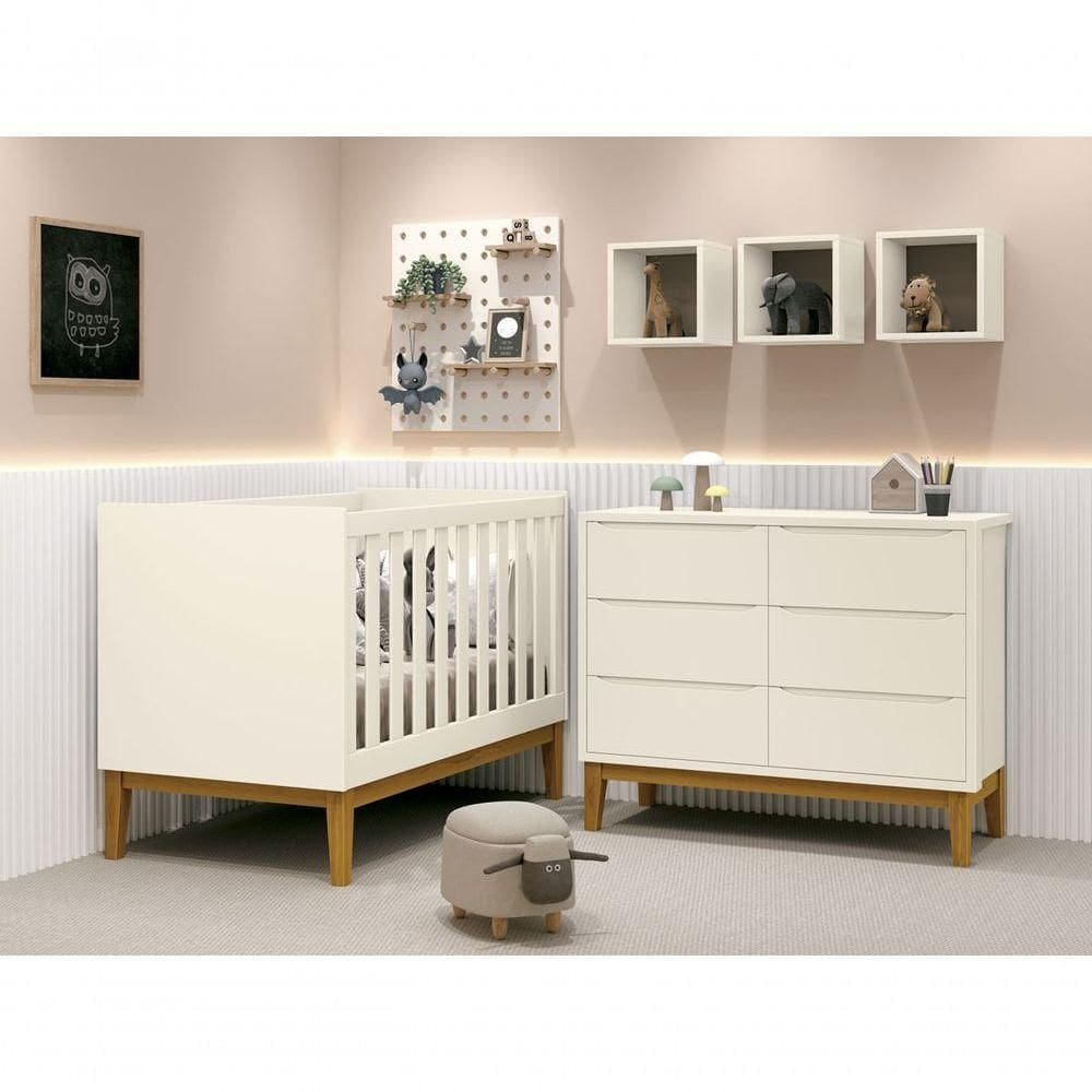 Jogo De Quarto Para Bebê Classic New Areia Fosco Com Madeira - Reller