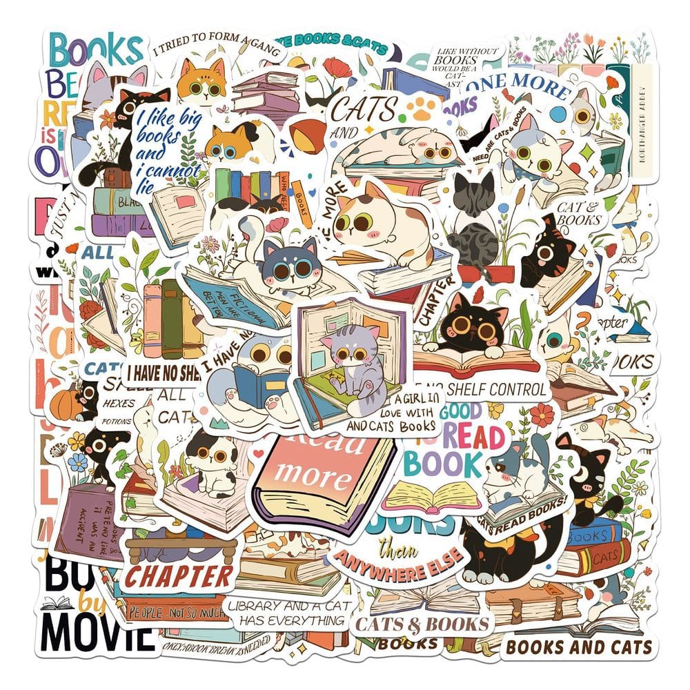 Pacote de adesivos Autumn Bookish, 50 unidades de vinil impermeável