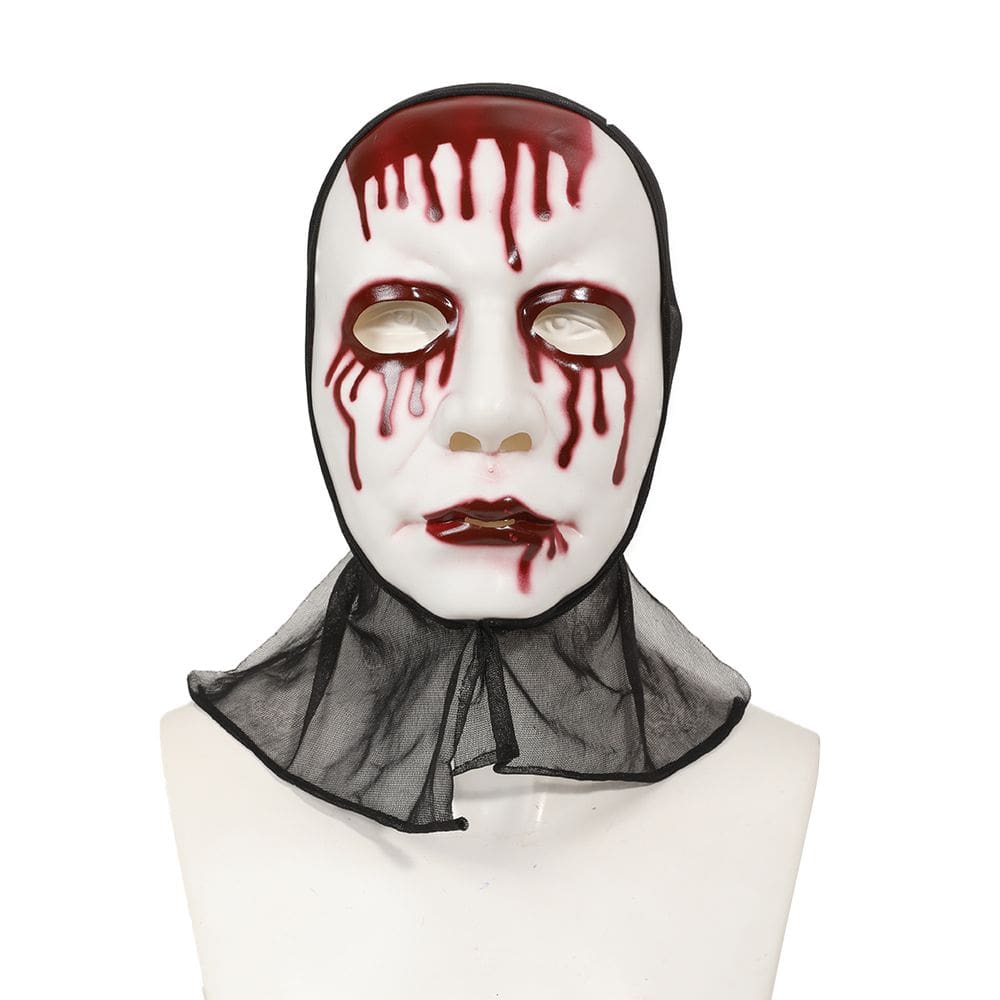 Máscara de resina assustadora Bloody Horror com rede preta para o Halloween