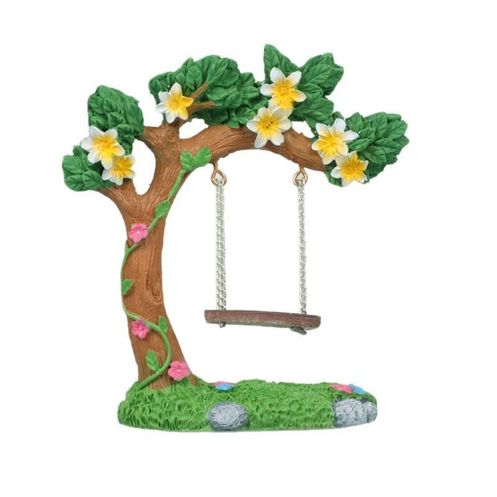 Estátua de decoração de jardim Frangipani Tree Swing Resin Mini