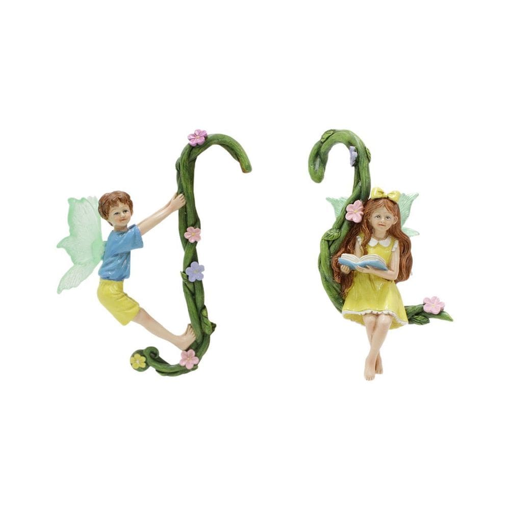 Conjunto de esculturas suspensas de videira de fada em resina para meninos e meninas