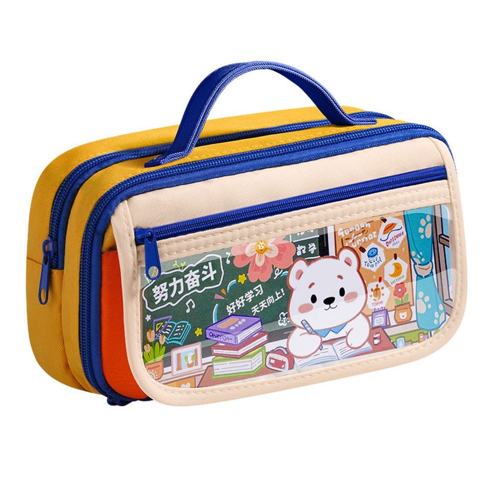 Estojo de lápis retrô de tela de grande capacidade para estudantes