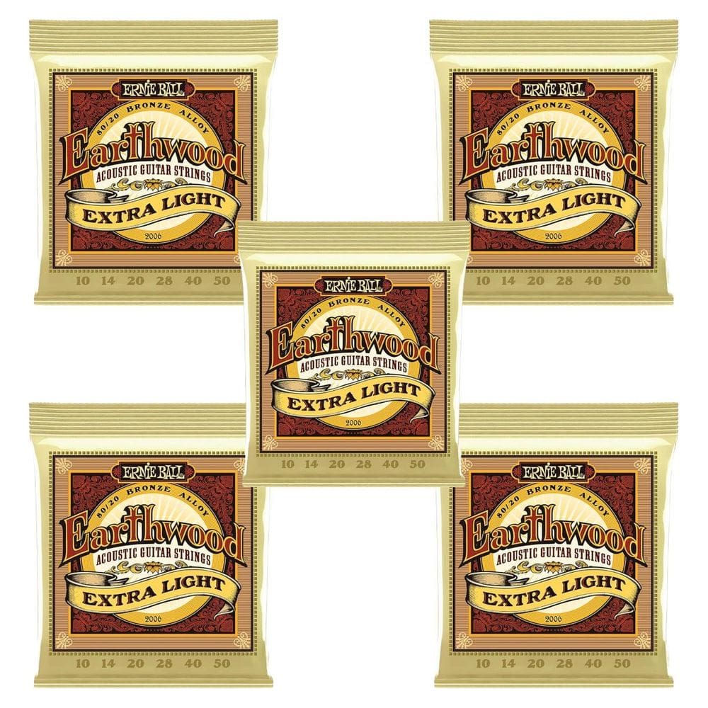 Kit 5 Encordoamento Violão Aço Ernie Ball 010 Earthwood