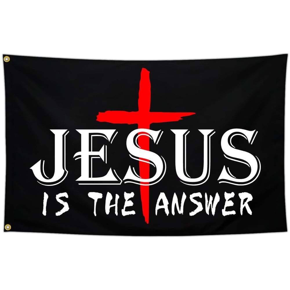 Bandeira Jesus é a resposta 150x90cm Poliéster (pongee) 120g
