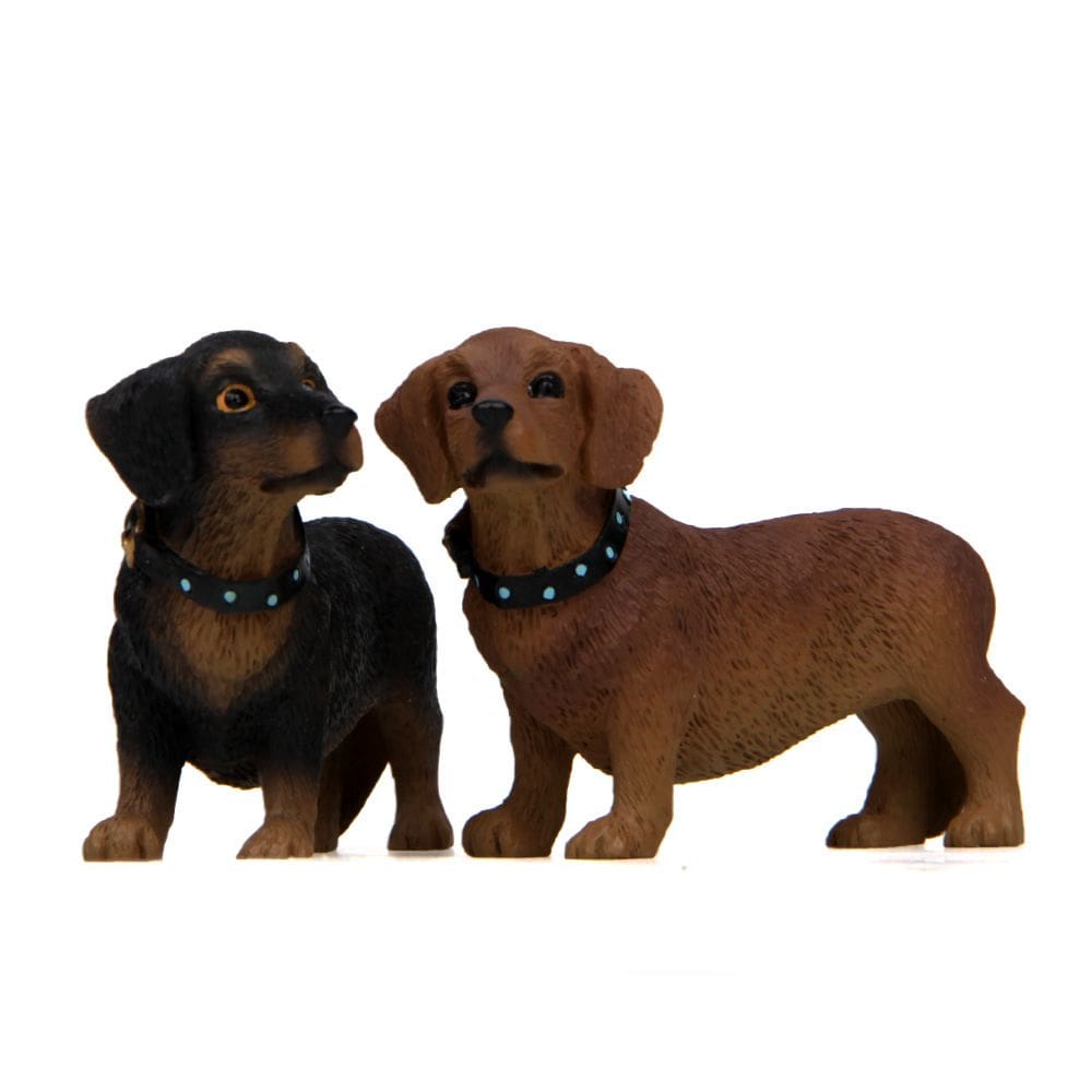 Conjunto de estatuetas Cute Resin Dachshund Dog para decoração de jardim