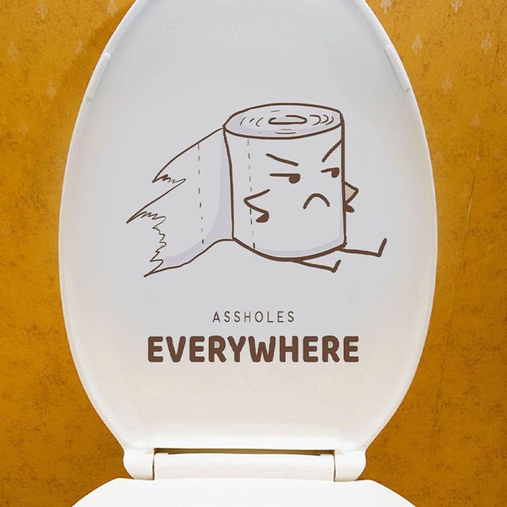 Adesivos de parede, papel higiênico, desenho animado, decoração engraçada de banheiro