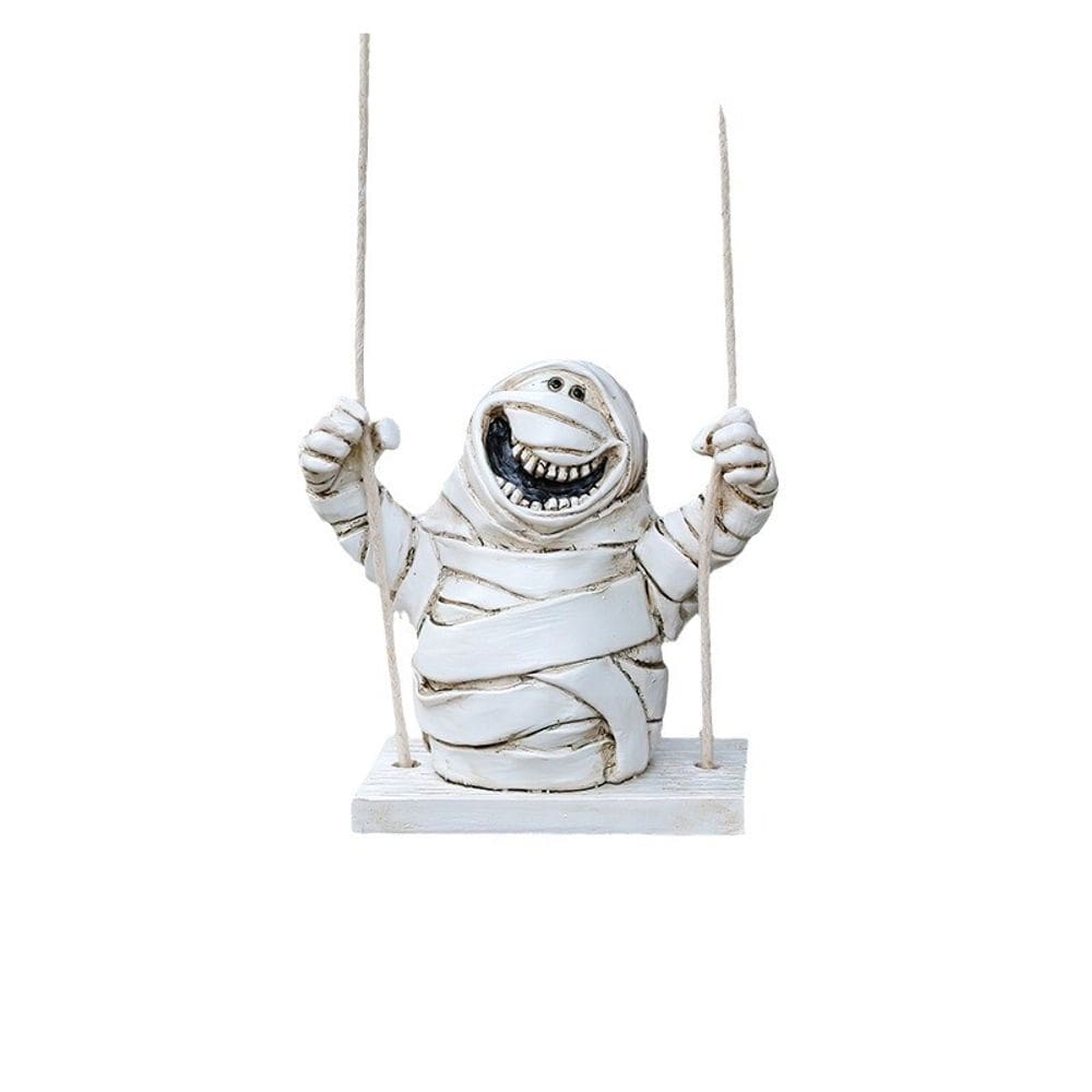 Escultura, decoração de jardim, figura suspensa, resina engraçada de múmia