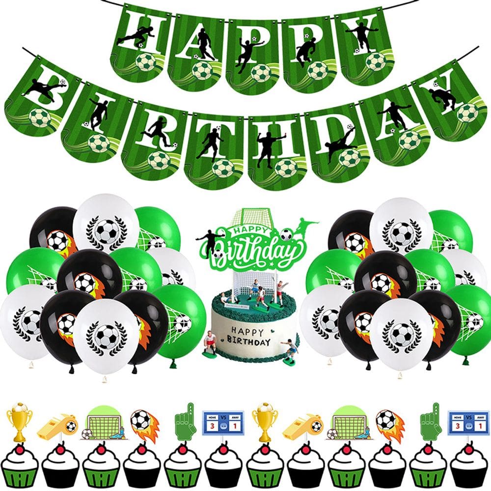 Conjunto de decoração de festa com tema de futebol, aniversário, 18 unidades - 30 cm L
