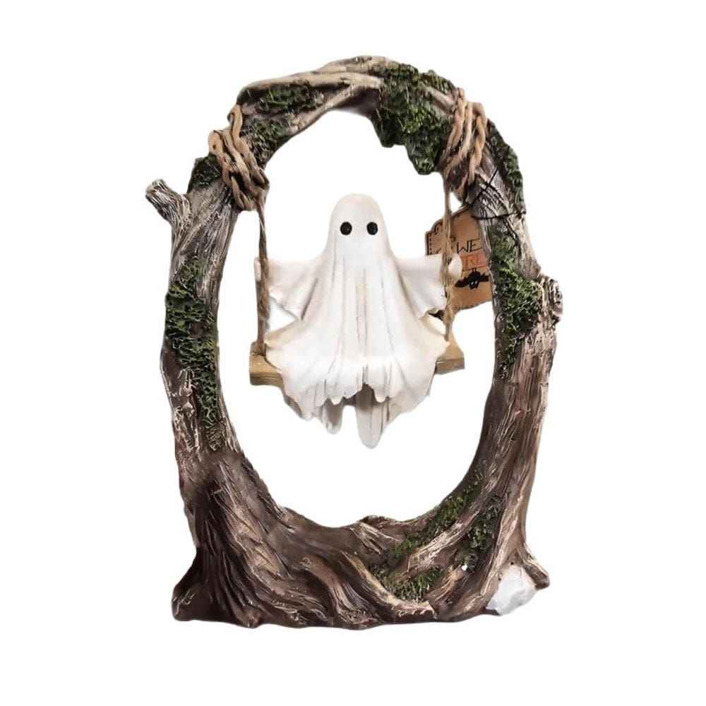 Decoração de jardim Swing Ghost Resin Sculpture Halloween