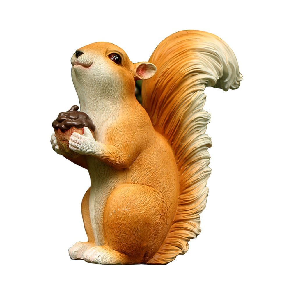 Escultura de decoração de jardim: esquilo com resina de bolota, 17 cm