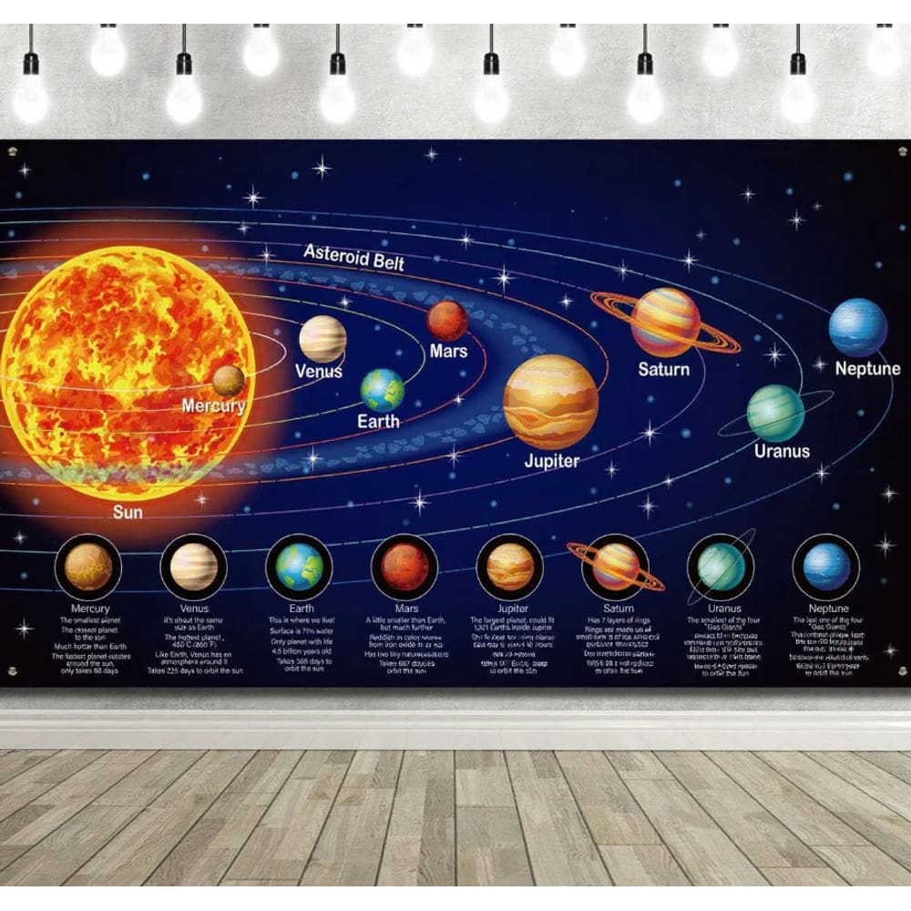 Tapeçaria para pendurar na parede Solar System Planets Vinyl 150x100cm